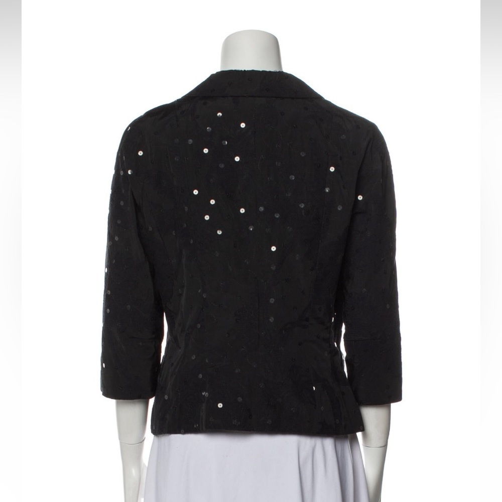 Sônia Bogner womens evening Jacket small Black Sequin Collar shimmer 3/4 sleeve  - Picture 5 of 16